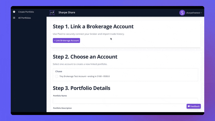 Select account and name portfolio